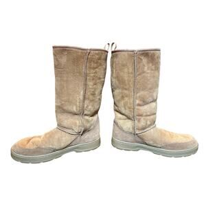 L.L. Bean Wicked Good Shearling Lined Mid Calf Suede Rubber Sole Boots Size 11